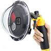 GEPULY Porta a cupola per GoPro Hero 12 11 10 9 nero, lente a cupola con custodia impermeabile subacquea, grilletto, impugnatura galleggiante, filtro rosso commutabile integrato e filtro macro HD 10x