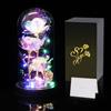 Touloube Rosa Regalo per la Festa Della Mamma per Donne Mamma Moglie, Rosa Eterna Galaxy Rose per Lei, Fiori di Rosa con Luce a LED, Fiore Artificiale Regali Moglie Fidanzata Compleanno Anniversario Matrimonio