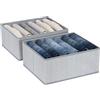 DIMJ Jeans Organizer Armadio, 2Pcs Organizer Cassetti, Pieghevole Divisori per Cassetti, Scatole Portaoggetti con 5 Scomparti, per Jeans, Pantaloni, Coperta, Stile Freccia