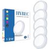 HYBEC - Lampade Soffitto, Plafoniera LED Esterno, Lampadario Bagno, Plafoniere a LED, Lampada Soffitto LED, Lampada Cucina, LED Bagno 6500ºK 12W (Pack 5)