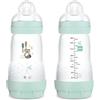 MAM Biberon Easy Start Anticolica, in Set da 2, con Tettarella in Silicone SkinSoftTM, 2+ Mesi, 260 ml, Azzurro