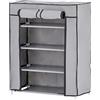 Baroni Home Scarpiera in Tessuto Richiudibile, Mobile Pieghevole Salvaspazio con Struttura in Ferro per Camera da Letto, Cabina Armadio, Grigio, Scarpiera, 4 Ripiani, 58x28x73 cm