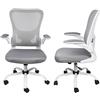 RELOVE Sedia da ufficio, poltrona da ufficio ergonomica, bracciolo pieghevole 3D, seduta da ufficio reclinabile traspirante confortevole, sedia da ufficio (49 x 49 x 111 cm) (grigio chiaro + bianco))