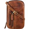 STILORD 'Lane' 3-in-1 Pochette Porta Cellulare Pelle Borsa Marsupio Borsello da Polso Vintage Portafoglio Borsa a Tracolla Piccola Crossbody Bag Vero Cuoio, Colore:kara - cognac