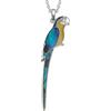 Kiara Jewellery - Collana con ciondolo a forma di pappagallo, intarsiato con conchiglia di abalone verde naturale e resina epossidica gialla, blu su catenina da 46 cm