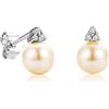 Orovi Orecchini da donna in oro bianco 9 ct/375 con perle d'acqua dolce bianche e diamanti taglio brillante 0,04 ct, Oro bianco, Diamante