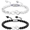 COAI Coppia di Bracciali per Innamorati con Perline di Onice Opaco e Howlite e Charm Infinito