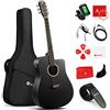 Vangoa - Chitarra acustica elettrica cutaway 104,1 cm, con equalizzatore a 4 bande, borsa, tracolla, accordatore, corda, plettri e capotasto 41 inch Nero