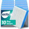 SONTY Spugna per pulizia senza graffi, blu, 10 spugne professionali dall'Austria, spugne per la pulizia di finestre, cucina, bagno, piscina, gastro e superfici in vetro, 9 x 7 x 4 cm, lavabile
