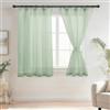 DWCN Tende in voile con nastro arricciato effetto lino, 2 pezzi, tende semi-trasparenti per soggiorno, tende corte trasparenti, verde, 160x140 cm (altezza x larghezza)