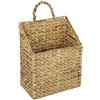 HMF Cestino sospeso intrecciato in giacinto d'acqua, cestino per giornali da appendere, 30 x 17,5 x 38 cm
