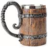 OTARTU - Tazza da birra vintage in legno, stile vintage, stile vintage, stile vichingo medievale, in acciaio INOX, con boccale da 500 ml