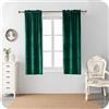 GIRASOLE HOME Coppia Tende Adelaide Morbide Oscuranti Termiche in Velluto 2 Pannelli da 55x150cm con Tasca, Verde