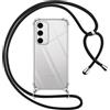 Pnakqil Cover per Samsung Galaxy S24 Plus con Cordino, Trasparente Custodia con Laccio Tracolla Cellulare Girocollo Collana Protettiva per Samsung S24+, Nero