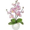 Flair Flower Phalaenopsis - Orchidea artificiale in ciotola, con vaso artificiale, decorazione per matrimoni, farfalle, fiori di seta, 35 cm, colore: viola/bianco
