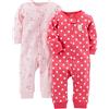 Simple Joys by Carter's 2-Pack Cotton Footless Sleep And Play Infant Toddler-Bodysuit-Footies, Rosa Libellule/Rosso A Pallini, 0 Mesi (Pacco da 2) Bimba