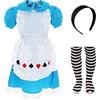 I LOVE FANCY DRESS LTD Alice's Wonderland - Costume da bambina con grembiule, fascia e collant (6-9 anni)