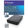 Verbatim Hard Disk Esterno Verbatim Store'n ' Save 3.0 2 TB nero - 47683