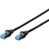 Digitus Patch Cable, SFTP, CAT5E, 0.5 M, black cavo di rete 0,5 m SF/UTP (S-FTP) Nero, Cat-5e - 0,5 m, Cavo patch - SF-UTP - PVC