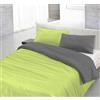 Italian Bed Linen Natural Color Parure Copri Piumino, 100% Cotone, Verde Acido/Fumo, Piazza e Mezza, 2 unità