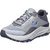 Skechers 180500 Gry, Trekking Taglio Basso Donna, Grigio Maglia Ingegnerizzata Bordo Blu Chiaro, 38 EU