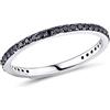 Namana Anello in Argento 925 con Pietre Nere per Donna e Ragazza, Delicati Anelli Neri, Misura 18