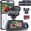 Abask Dash Cam 4K WiFi GPS Telecamera per Auto 3 Canali 4K+1080P+1080P, Visione Notturna IR, 24H Monitor di Parcheggio, Sistema di Reverse, G-Sensor, Registrazione in Loop, Grandangolare, WDR,Max 256G