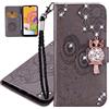 IMEIKONST Embossed Caso per P Smart 2019 Owl Glitter Sparkly Shockproof Custodia a Libro in Pelle PU Portafoglio Flip Stand Card Slots Magnetic Protettiva Cover for Huawei P Smart 2019 Owl Grey YK