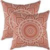 TreeWool - Confezione da 2 - Federe per Cuscini Decorativi con Accenti di Mandala in Cotone (Ruggine, 55 x 55 cm)