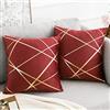 DecorMommt Rosso Vino Fodere per Cuscino Decorativo Geometrico Abbronzante Federe per Cuscino 50x50 CM Federa Oblunghe in Velluto per Divano Sedia Camera da Letto Auto Terrazza Cuscinetto Lombare Set di 2 Pezzi