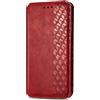 VGANA Custodia per ZTE Blade A72s, Cover in Pelle PU per Portafoglio Modello di Moda Semplice a Libro Shell del Telefono. Rosso