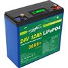 AFTERTECH 24v 12Ah LIFEPO4 PACCO BATTERIA RICARICABILE LITIO FERRO FOSFATO PILA 3000+ CICLI PROFONDI 25,6v 307wh