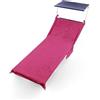 INTRECCI Telo Mare in Spugna, Asciugamano da Spiaggia Grande, 75x190 cm, Telo Mare Lettino con Tasche Portaoggetti e Bottoni, 100% Cotone, Morbido, Assorbente, Asciuga Rapidamente, Colore: Fucsia