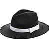 BABEYOND Panama Cappello Mafia Gangster Uomo Feltro Fedora Trilby Bogart Cappello 1921 Stile Gatsby Costume Accessori, Nero , Taglia unica