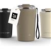 LARS NYSØM Tazza Termica per caffè Thermo Coffee Mug-to-Go con Cinturino & Coperchio in Tritan 380ml | Tazza da Viaggio 0,38 Litri con Isolamento | Per caffè e tè (Taupe Brown, 380ml)
