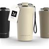 LARS NYSØM Tazza Termica per caffè Thermo Coffee Mug-to-Go con Cinturino & Coperchio in Tritan 500ml | Tazza da Viaggio 0,5 Litri con Isolamento | Per caffè e tè (Almond Beige, 500ml)