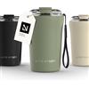 LARS NYSØM Tazza Termica per caffè Thermo Coffee Mug-to-Go con Cinturino & Coperchio in Tritan 380ml | Tazza da Viaggio 0,38 Litri con Isolamento | Per caffè e tè (Sage Green, 380ml)