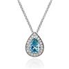 namana Collana Celeste con Ciondolo a Goccia, Argento con Zircone Azzurro a Forma di Pera, Collana Azzurra per Donna e Ragazza, Bigiotteria con Confezione Regalo