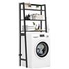 MallKing Mensola portaoggetti per bagno, 3 Livelli Sopra Scaffale per lavatrice, organizzatore di spazio per il bagno, autoportante sopra la toilette con porta carta igienica e ganci (Nero)