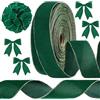 LATERN 28M Nastro di Velluto Natalizio, 6,3CM Larghezza Nastro di Velluto Cablato Nastro in Velluto Avvolgente cion Bordo Dorato per Regalo Avvolgimento DIY Ghirlanda Arco Albero Decorazione (Verde)