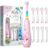 seago Spazzolino Elettrico Bambini Spazzolino Denti Elettrico Spazzolini Elettrici Spazzolino Bambini 0-6 Anni Spazzolino Da Viaggio Con 8 Testine Per, Luce LED, modello balena SG-2139, Rosa