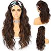 Sapphirewigs, Parrucca a fascia con onde corpo sintetica, parrucca lunga e mossa per donne, senza colla, capelli marroni dall'aspetto naturale, densità 150%, 66 cm