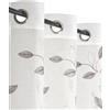 Atout Ciel Tenda ricamata con fogliame con occhielli, 140 x 240 cm, pronta da appendere, colore: bianco