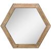 Stonebriar Specchio decorativo da parete esagonale da 61 cm, con cornice in legno naturale e staffa per appendere attaccata, decorazione rustica per soggiorno, bagno, camera da letto e ingresso,