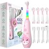 seago Spazzolino Elettrico Bambini Spazzolino Denti Elettrico Spazzolini Elettrici Spazzolino Bambini 0-6 Anni Spazzolino Da Viaggio Con 8 Testine Per, Luce LED, modello balena SG-2139, Rosa
