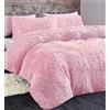 LS Home Laura Secret Set copripiumino in morbido pile a pelo lungo, federa per cuscino, morbido pile in finta pelliccia (cipria, king)