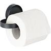 WENKO Portarotolo carta igienica Pavia colore Nero Static-Loc Plus, portarotolo WC, fissaggio senza trapano, tenuta sicura mediante aderenza statica su superfici lisce ed impermeabili, acciaio opaco