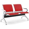 FBasic Panca 2 posti acciaio 125x71x78H argento per sala d'attesa | Con cuscino per sedile e schienale ROSSO | Panchina con braccioli