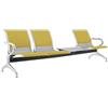 FBasic Panca 4 posti acciaio 240x71x78H argento per sala d'attesa | a disposizione da montare: 4 sedute + Tavolino | Con cuscino per sedile e schienale SENAPE | Panchina con braccioli