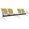 FBasic Panca 5 posti acciaio 299x71x78H argento per sala d'attesa | a disposizione da montare: 5 sedute + Tavolino | Con cuscino per sedile e schienale SENAPE | Panchina con braccioli